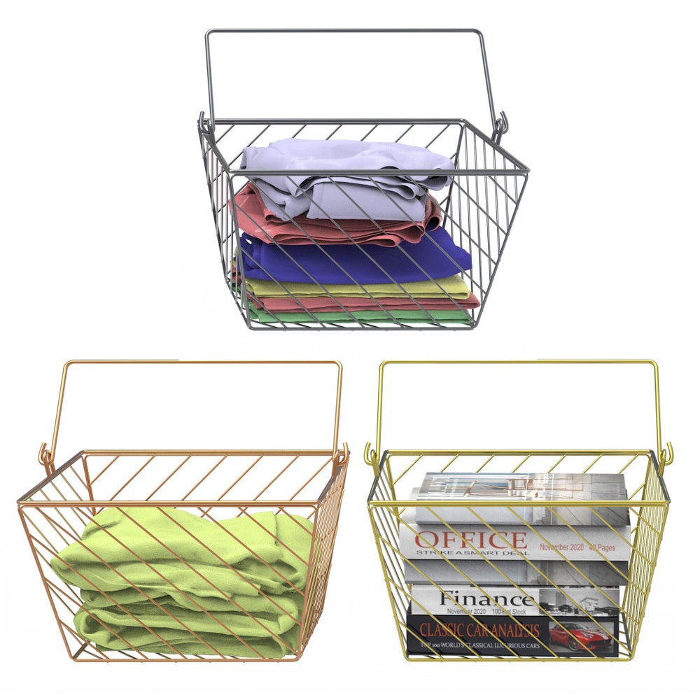 Assorted - Set of 2 Small Storage Baskets with Handle (6sets)