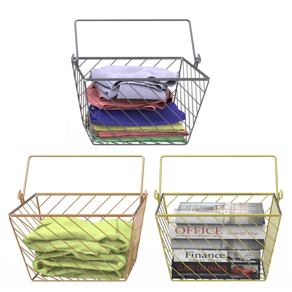 Assorted - Set of 2 Medium Storage Baskets with Handle 13"x10"x7.5" (6sets)