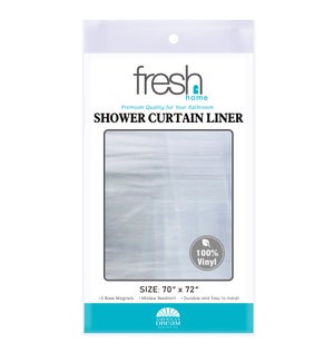 Clear - PVC Shower Curtain Liner with 3 Magnets (48)