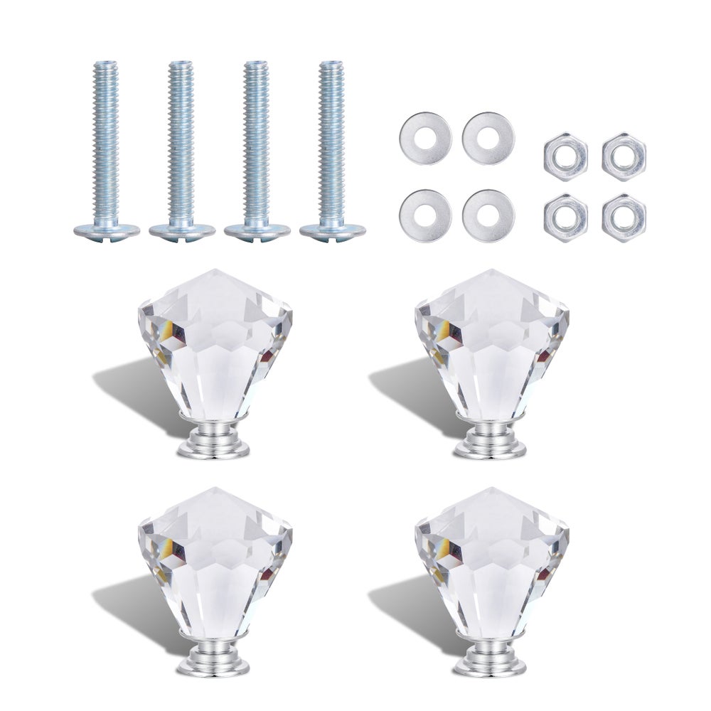 4PC - 40MM Jubilee Crystal Glass Knob Pull Handles (12 Set)