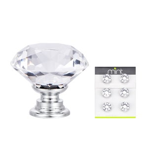 6PC - 30MM Monarch Crystal Glass Knob Pull Handles (12 Set)