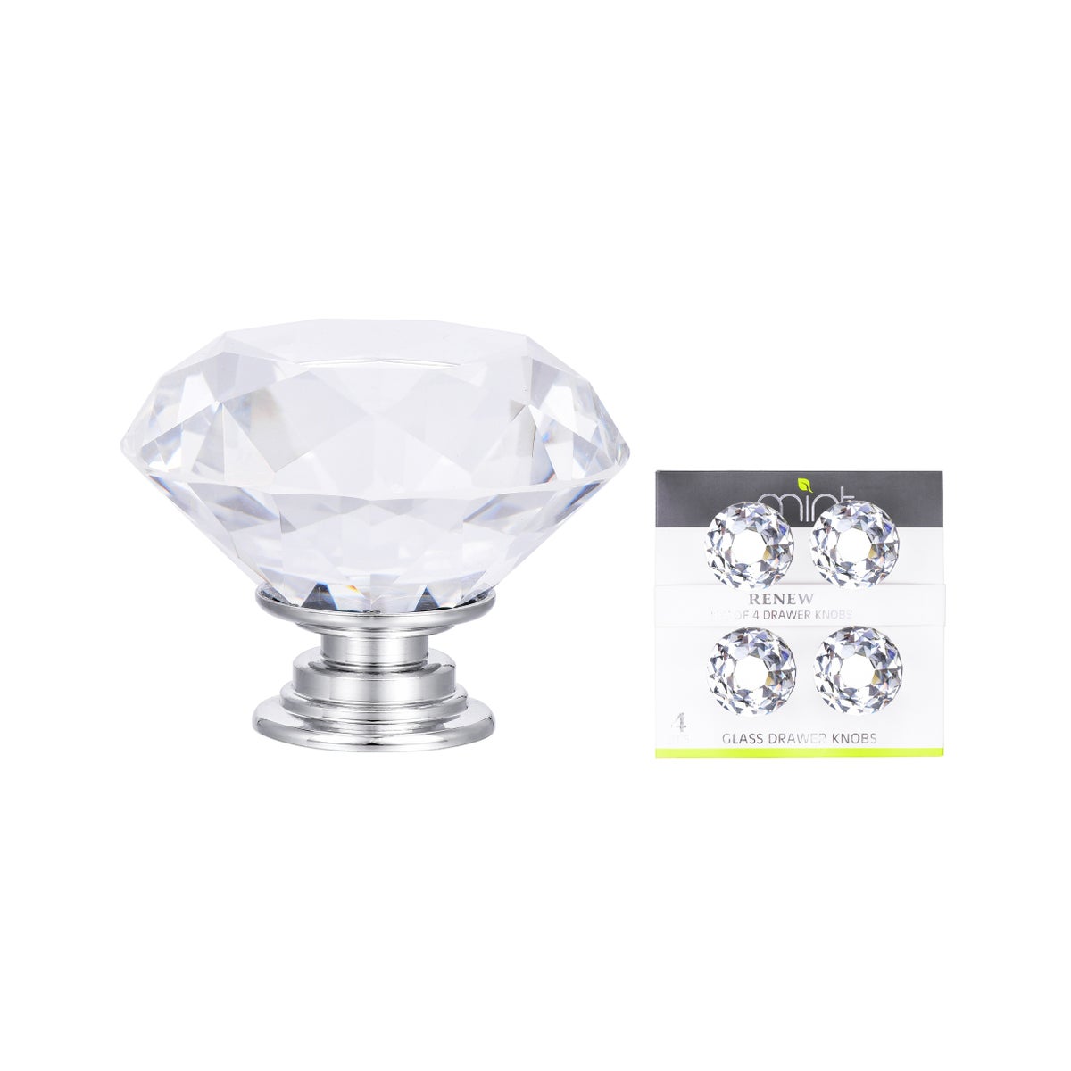 4PC - 40MM Monarch Crystal Glass Knob Pull Handles (12 Set)