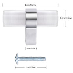 4PC - 50MM Cylinder Crystal Glass Knob Pull Handles (12 Set)