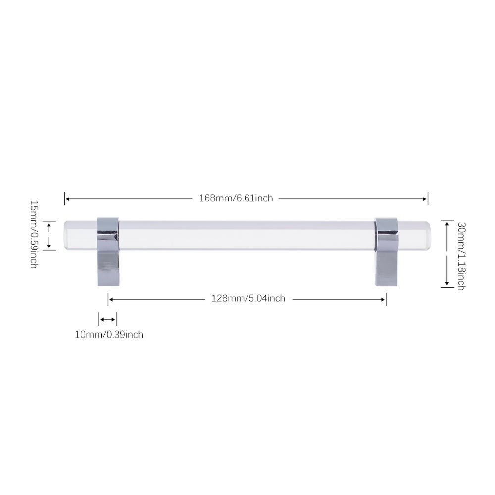 4PC - 128MM Clear Bar Pull Handles (12 Set)