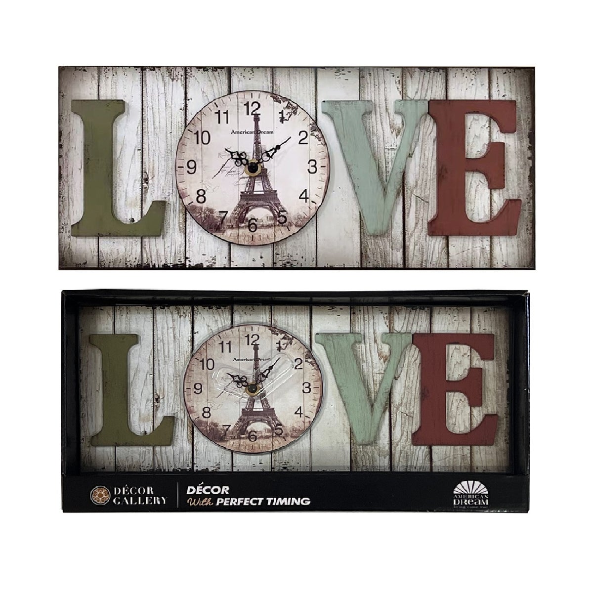 No-Ticking MDF LOVE Wall Clock (10)