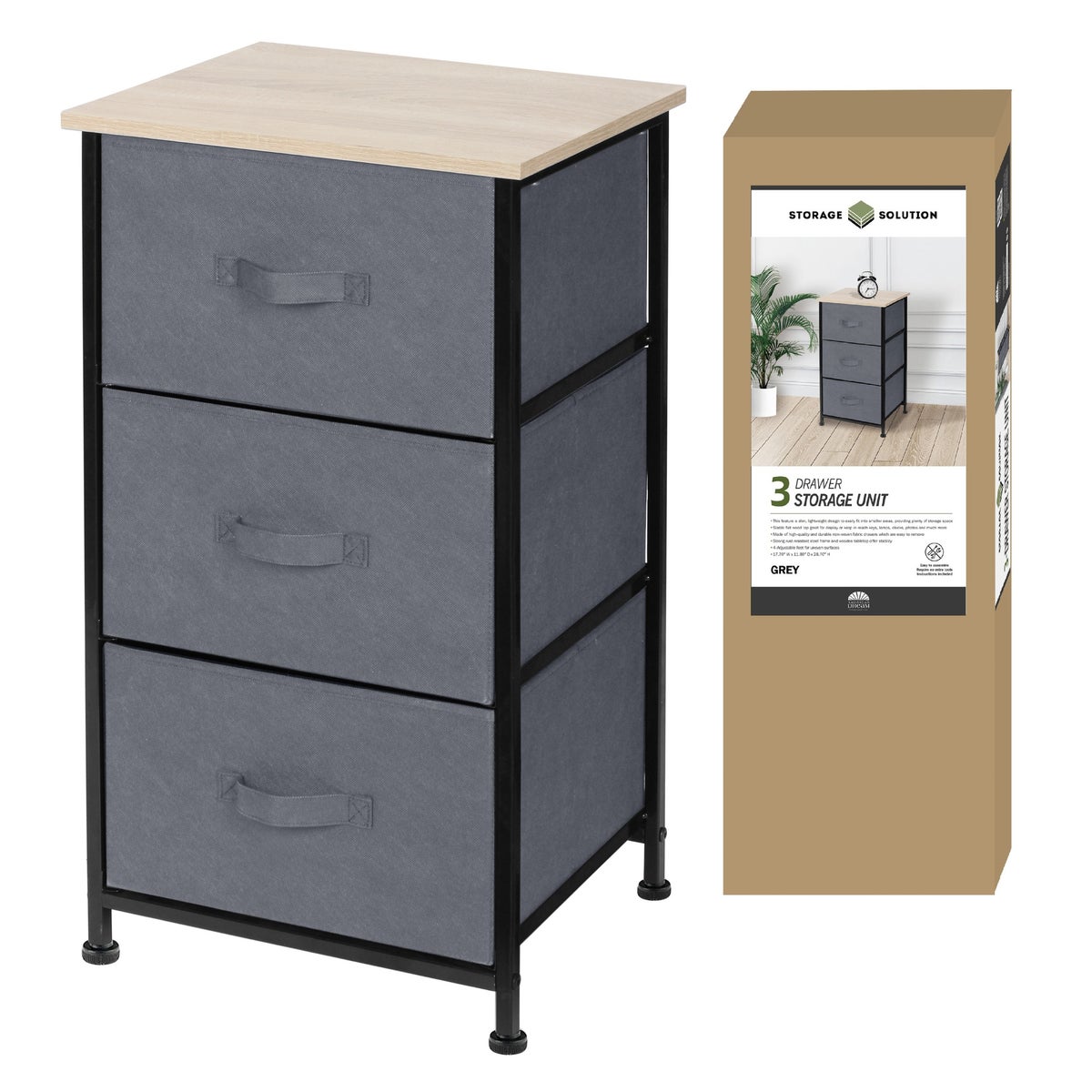Grey 3-Drawer Storage Unit (1)