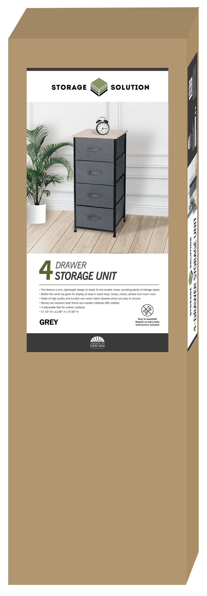 Grey 4-Drawer Storage Tower 17.70
