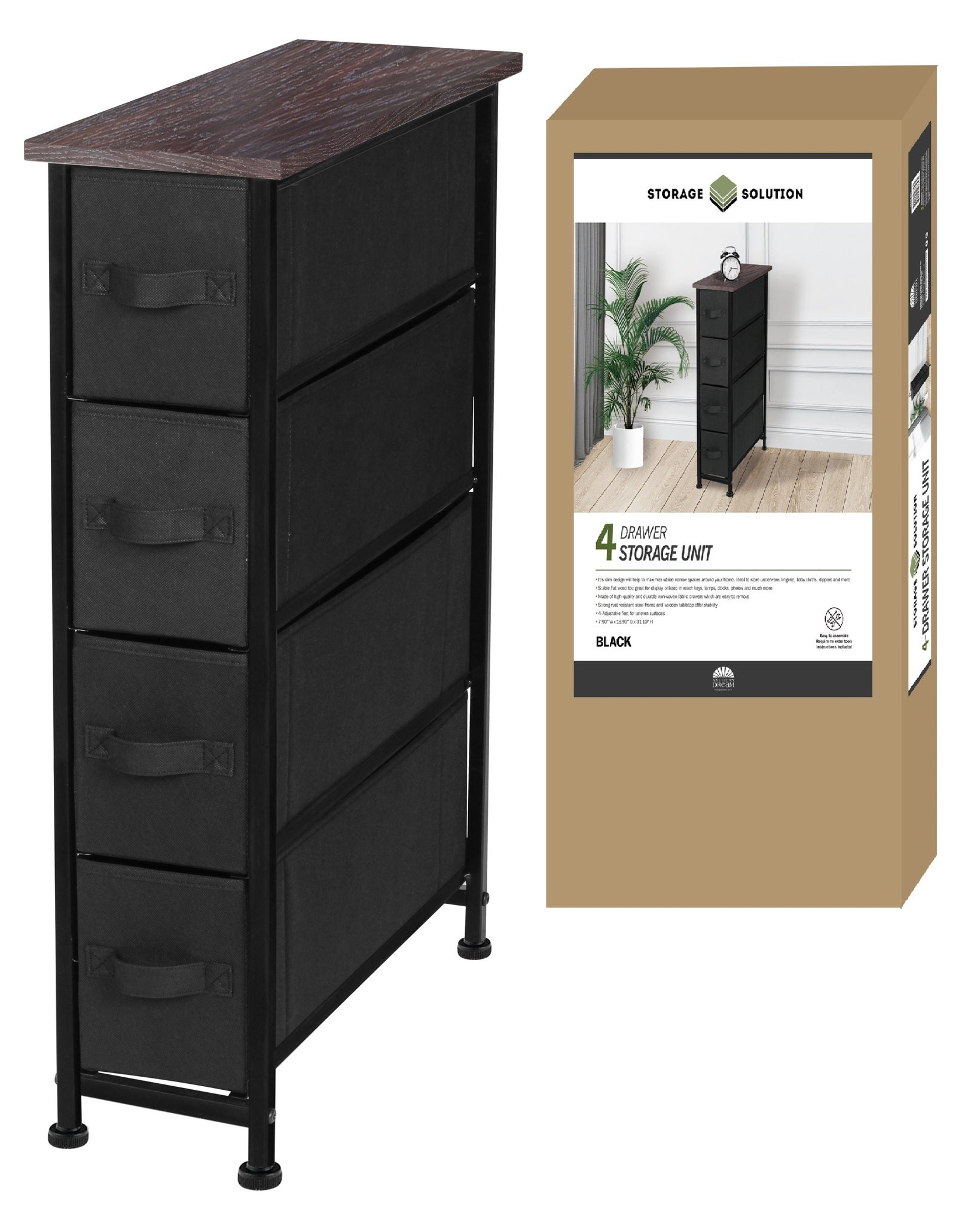 Black 4-Drawer Storage Tower 7.90