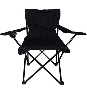 Black X-Large Solid Color Armrest Camping Chair with right hand cup holder (6)