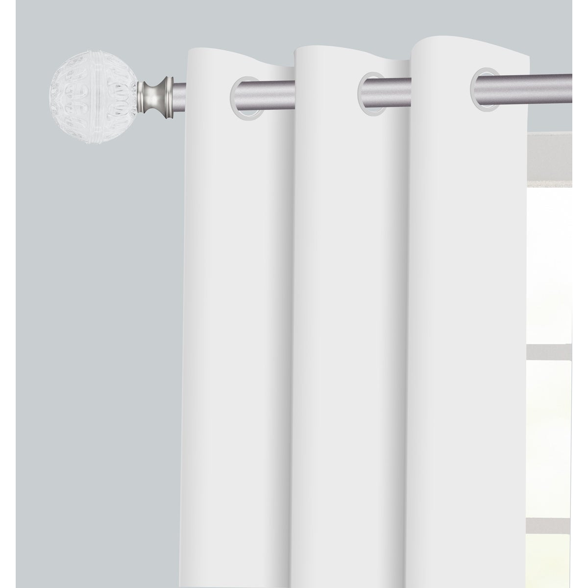 66-120" Satin Nickle Curtain Rod with Acrylic Finial (4)