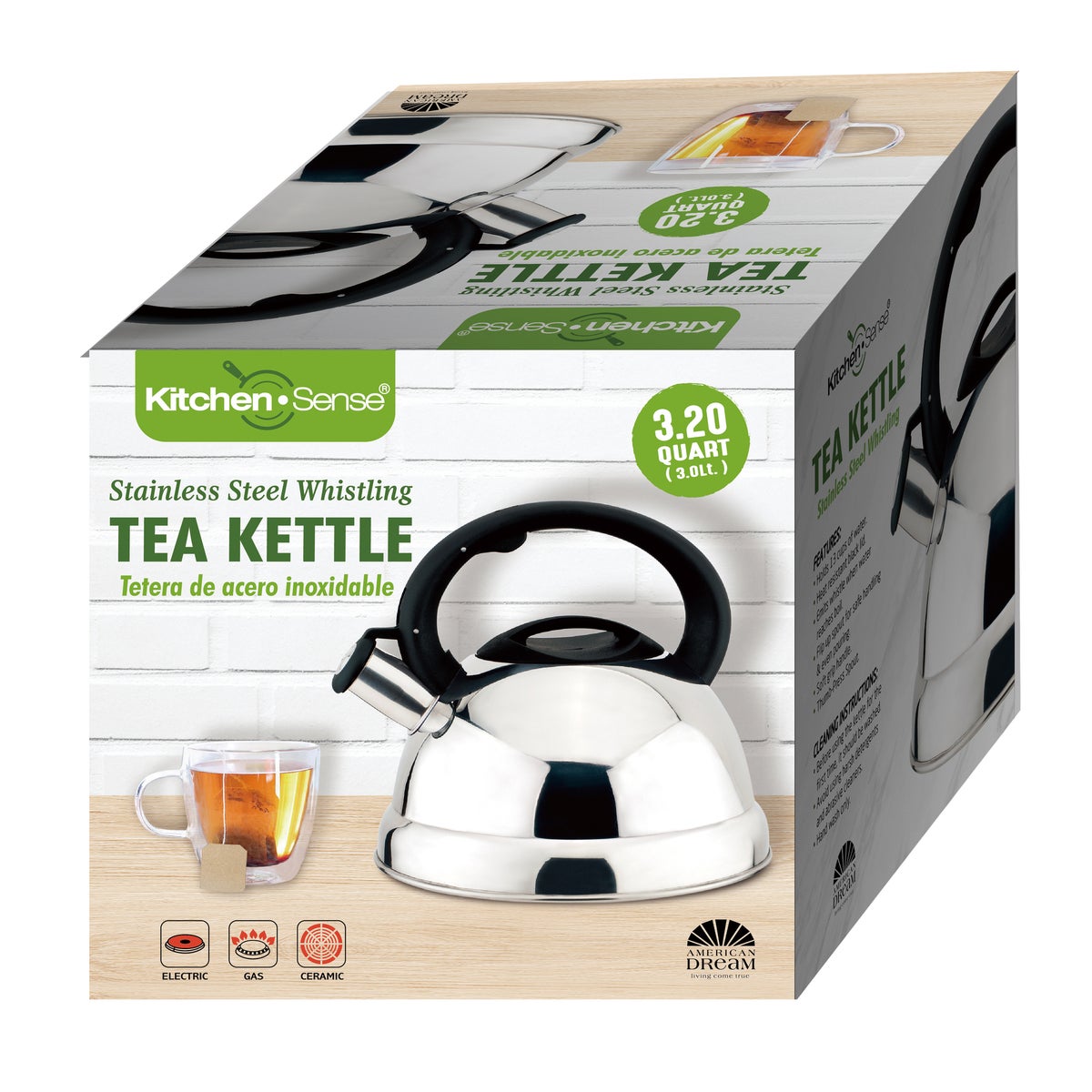 3Lt 3.2Qt S.S Whistling Tea Kettle with Nylon Auto Handle (6) new