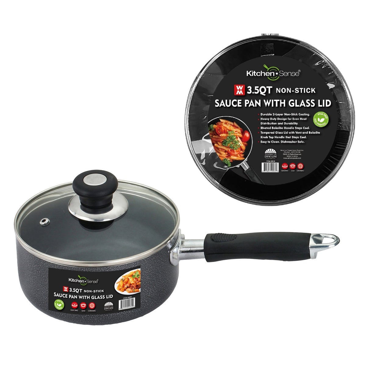 3.5Qt Non-Stick Sauce Pan with Glass Lid (6)