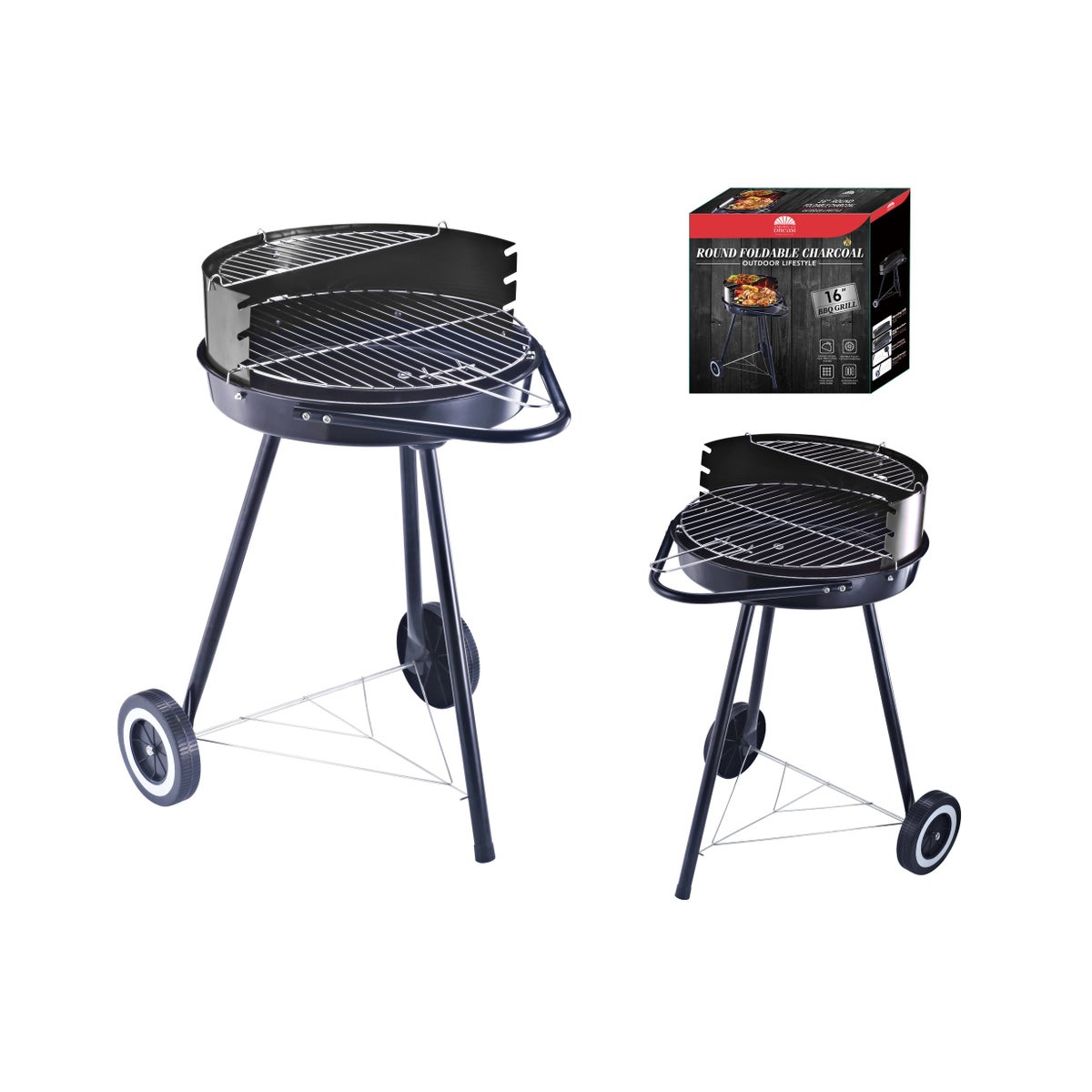 16" Round Foldable Charcoal BBQ Grill (1)