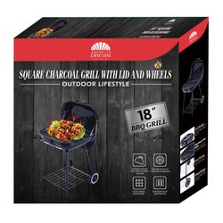 18" X 18" SQ Charcoal Grill with Lid and wheels (1)