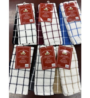 Chef Collection 2 PK Kitchen Towels 2.8 LB Assorted Checkered Design