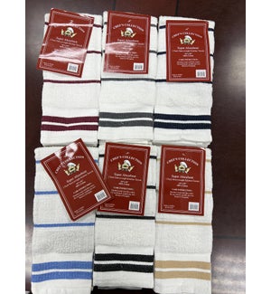 Chef Collection 2 PK Kitchen Towels 2.8 LB Assorted Stripes Design