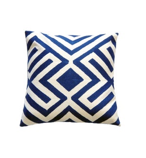 Cotton and Wool Hand Embroidered Chevron Cushion