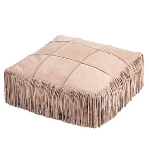 Suede Leather Ottoman Dusty Rose