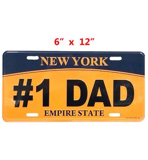 LICENSE PLATE: 12 X 6", #1 DAD, YELLOW #MG9049Y (PK 12)