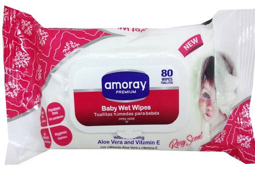 BABY WIPES: 80 CT, AMORAY ROSY SCENT #88553 (PK 24) - baby (by