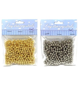 BEADS: SMALL, GOLD/SILVER. #S7241 (PK 12)