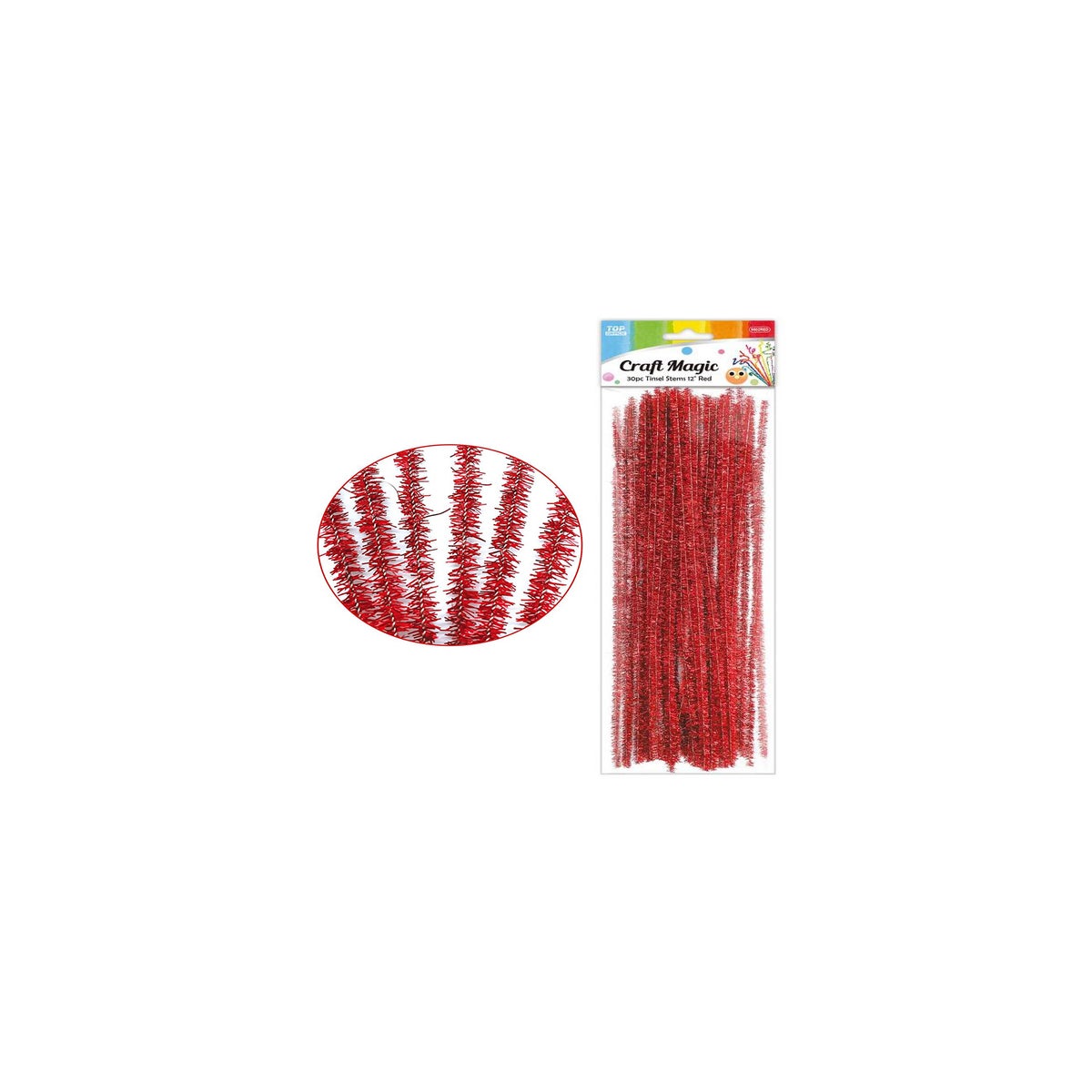 PIPE CLEANER: 30 PK, 12 RED GLITTER #97680/9502RED (PK 12/144) - crafts  (cf)
