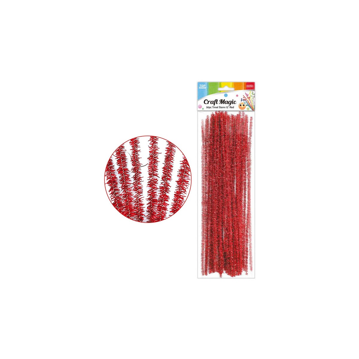 PIPE CLEANER: 30 PK, 12 RED GLITTER #97680/9502RED (PK 12/144) - crafts  (cf)