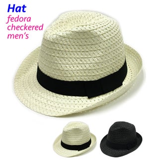 HAT: SUMMER MEN'S, FEDORA STRAW HAT #M014