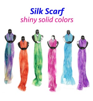 SILK SCARF: SHINY SOLID COLORS, 6 ASST. COLORS #40823