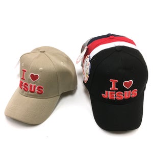 BASEBALL CAP: I LOVE JESUS (PK 12/144) 