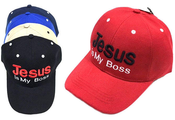BASEBALL CAP: JESUS IS MY BOSS, ASST 