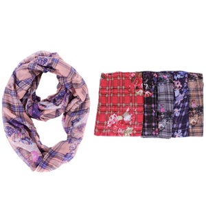 INFINITY SCARF: FLORAL/PLAID #7548 (PK 12/144)