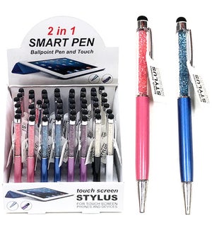 STYLUS PEN: 2 IN 1, PEN & TOUCH, W/CRYSTAL #55564 (48 PC DISPLAY) 