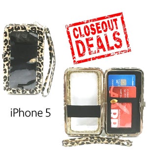 I PHONE 5 CASE WITH WALLET, CHEETAH PRINT ($1.50 > 0.69)