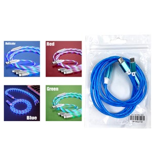 CABLE: 3.5' 3 IN 1 LED DISCO, 4 ASST. #622749 (PK 12)