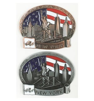 MAGNETS: NEW YORK, 3", OVAL W/FLAG #MG-7036