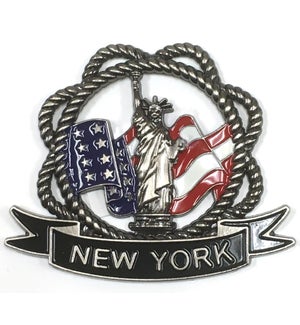 MAGNETS: NEW YORK, 3", STATUE OF LIBERTY W/FLAG #MG-7019 (PK 12)