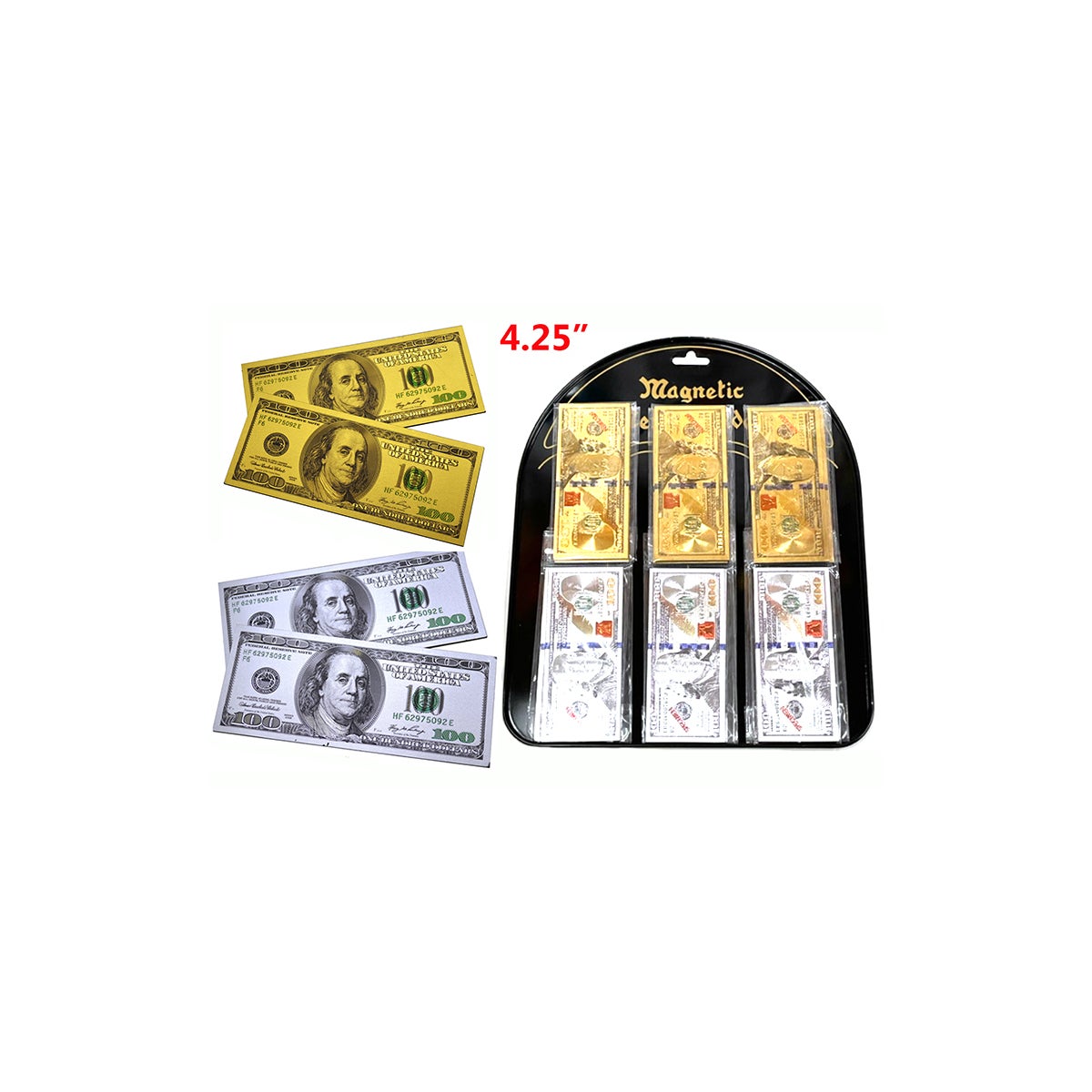 MAGNETS: 4.25" $100 BILL W/MEMO HOLDER #MG9004 (PK 12)