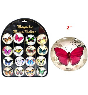 MAGNETS: 2" BUTTERFLY W/MEMO HOLDER #003 (16 PC DISPLAY)