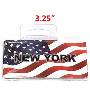 MAGNET: 3.25" NY W/FLAG PLATE #MG9044 (PK 12)