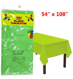 TABLECLOTH: PLASTIC, 54" x 108", LIME GREEN