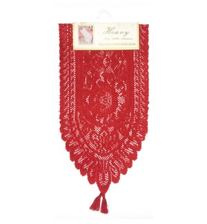 TABLE RUNNER: LACE W/TASSEL, 13" X 54", RED #503391 (PK 12) 