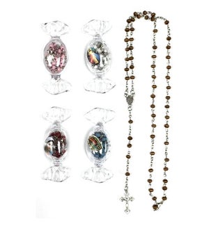 ROSARY: IN CANDY SHAPE CONTAINER (PK 12)