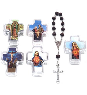 ROSARY IN CROSS CONTAINER, SCENTED (PK 12)