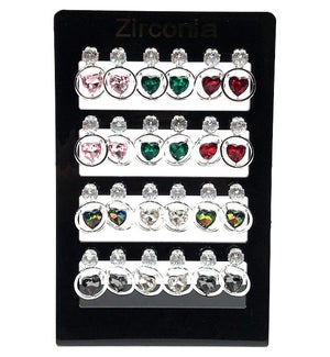 EARRRINGS: HEART STONES W/DIAMONDS #9015 (PK 12)