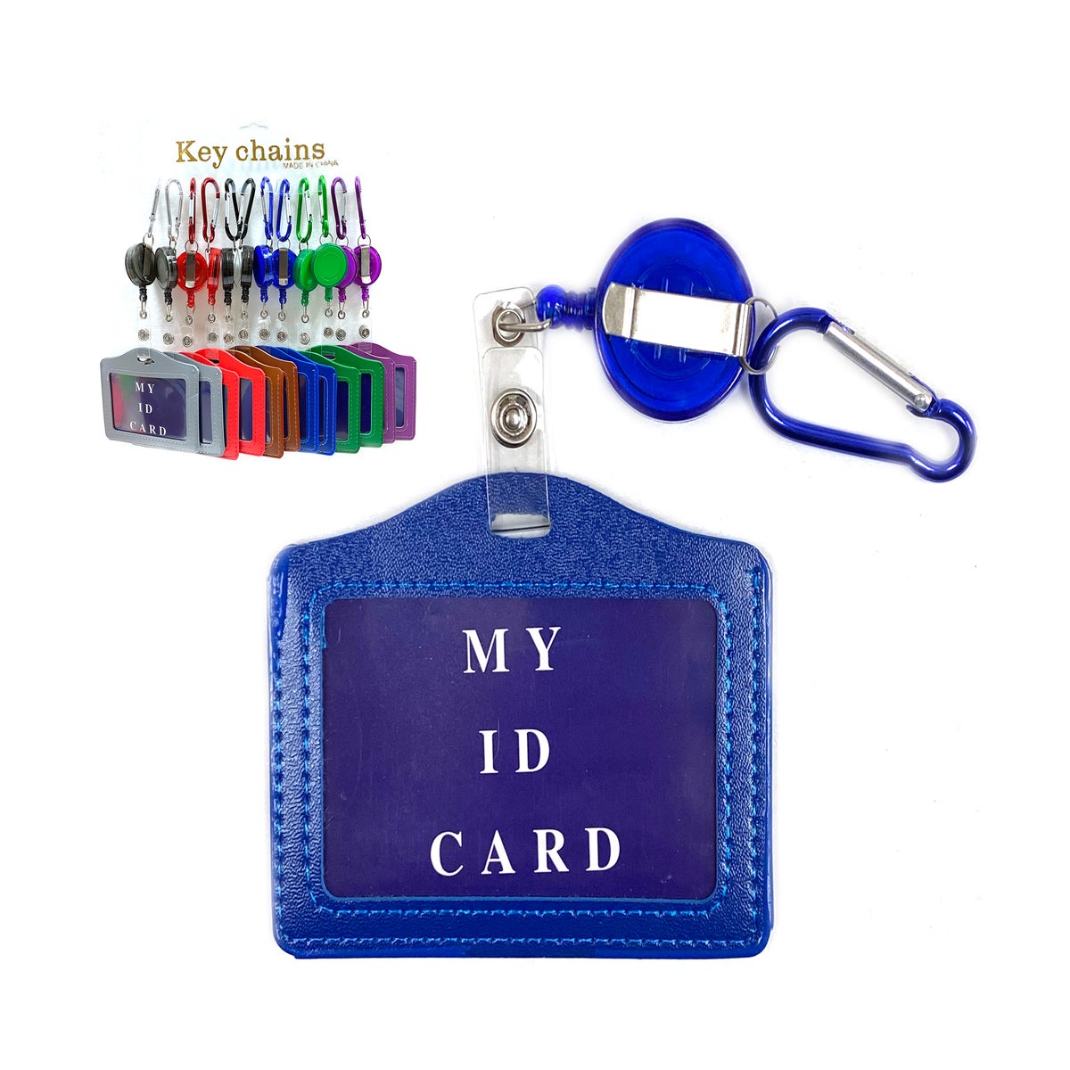 Pink Leather ID Card Holder Horizontal Name Tag ID Card Holder with  Retractable Neck Strap Lanyard Credit Card Holder Durable ID Card Holder L  Size Pack of 20 : : Stationery 