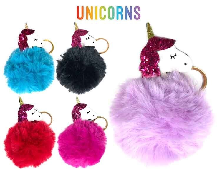 Unicorn puff ball on sale keychain