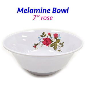 MELAMINE: BOWL, 7", ROSE DESIGN #610021B (PK 60)