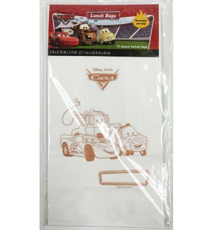 LUNCH BAG: 10 PC, CARS, WHITE #013309