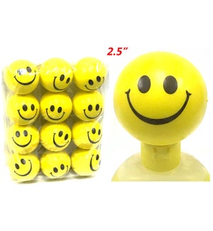 STRESS BALL: 2.5" YELLOW SMILE FACE #26524 (PK 12)
